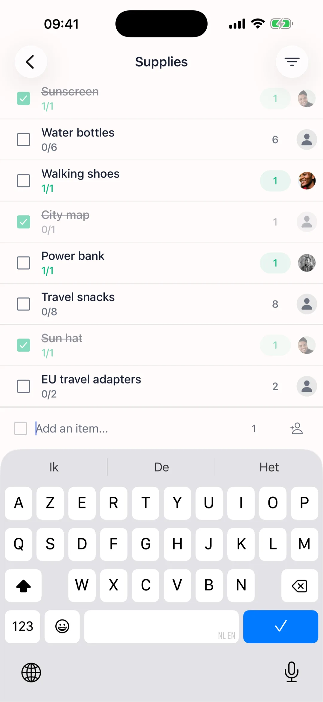 Spullen screen in Nederlands